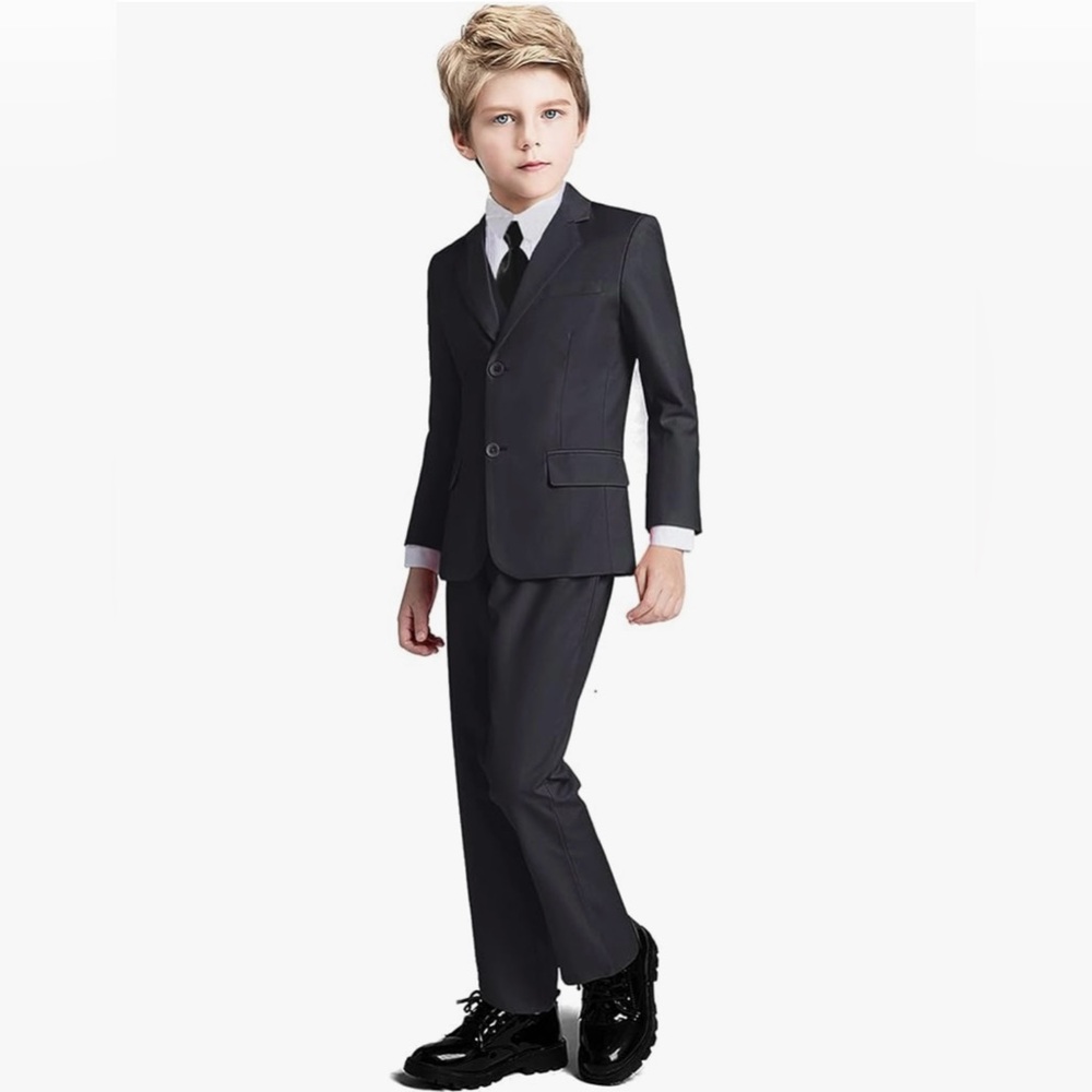 Boys Suit 5 Piece Kids Party Tuxedo Blazer Vest and Pants Set with Tie